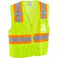 Global Industrial Class 2 Hi-Vis Safety Vest, 6 Pockets, Two-Tone, Mesh, Lime, L/XL 641641LL
